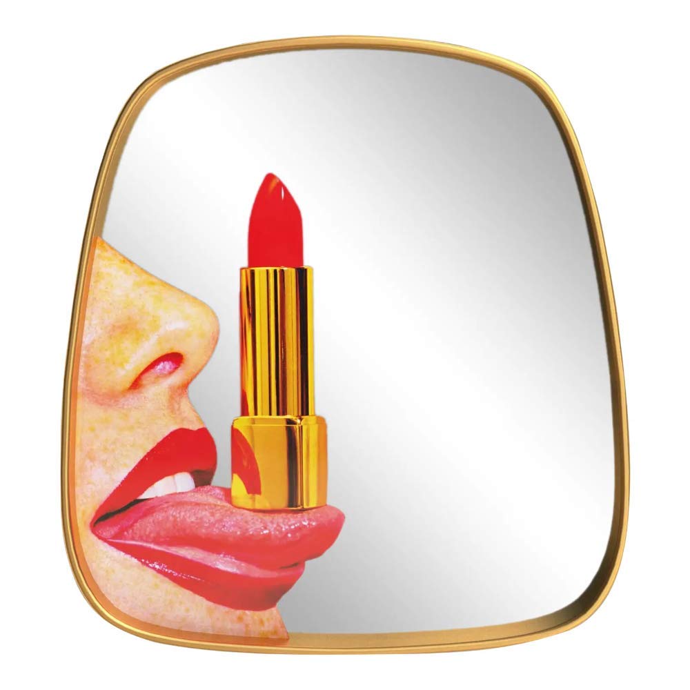 Seletti Toiletpaper Small Mirror Gold Frame Tongue