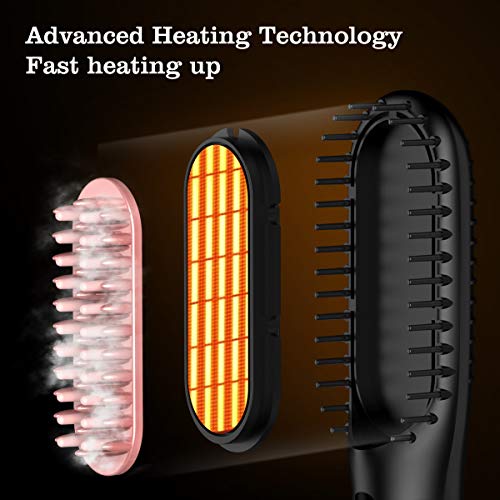 Hair Straightener Brush,Hizek One Step Hair Dryer Brush Ionic Blow Dryer Brush with Anti-Scald,3 Heating Settings for Hair Styling & Silky
