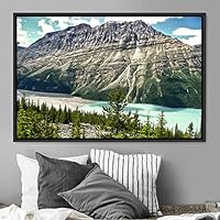 Framed Canvas Wall Art Calming Waters Aerial Cool Lake Landscape Multicolor Photography Realism Relax/Calm - 16x24 inches