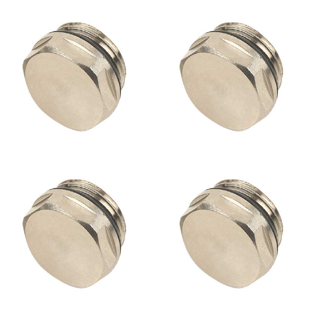 x4 Blank Cap Manual Radiator AIR Vent Bleed Plug Valve 1/2" BSP