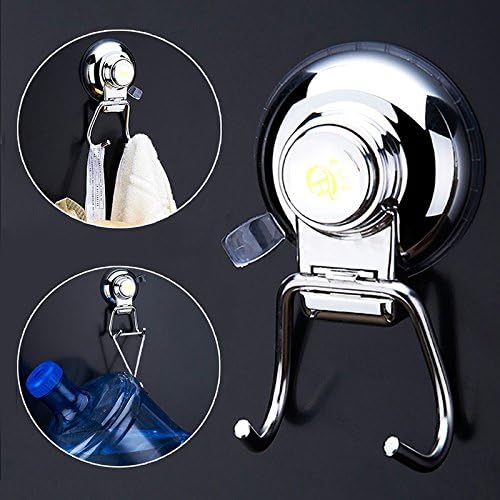2PCS Super Powerful Button Type Vacuum Suction Cup Hook Holder - Stainless steel, durable，waterproof, not viscose free，Principle of physics,13Ib Max Carrying Capacity for Bathroom Robe Towel Hooks