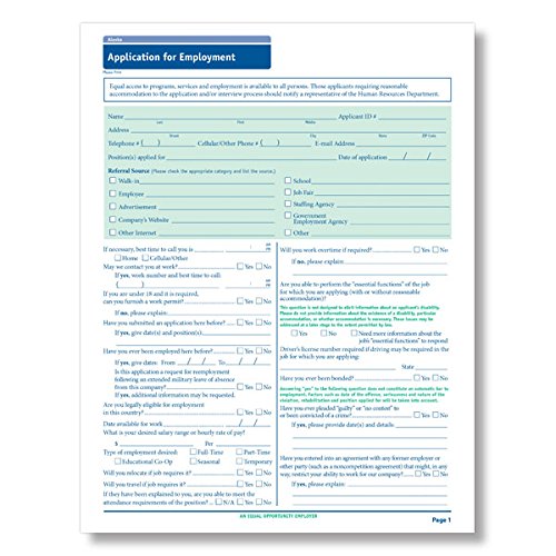 ComplyRight New York Employment Application, 50 pk