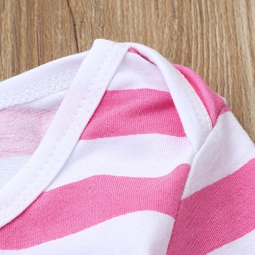 Makaor 2Pcs Newborn Pajamas Gown Outfits Set Letter Stripe Long Sleeve Gown+Headband/Hat Sleeping Swaddle Wrap By (Size:Bust:50cm/19.7" Length:65cm/25.6", Pink) - Thumbnail 7