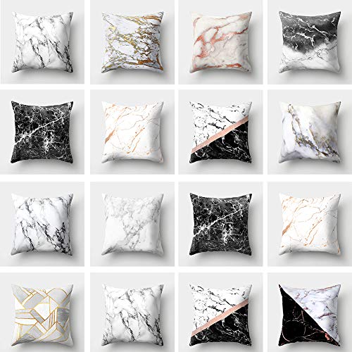 PinShang Polyester Peach Skin Fabric Marble Texture Pattern Throw Pillow Cover 29# 4545cm - Thumbnail 2
