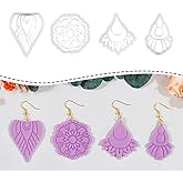 Polymer Clay Cutters Boho Earring Set – 4PCS Mandala Flower & Tribal Clay Cutters for Polymer Clay Jewelry, Clay Earring Cutters and Tools for DIY Craft Making