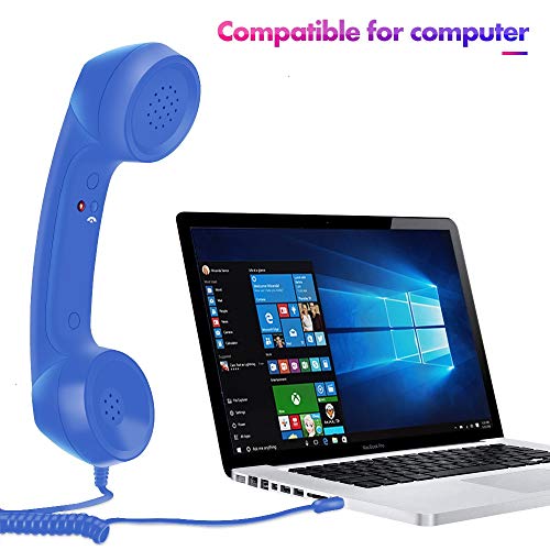 Cell Phone Handset,Retro Telephone Handset Anti Radiation Receivers 3.5MM for iPhone iPad,Mobile Phones,Computer Dark Blue