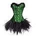 Zanuce Women's Plus Size Lace Up Boned Corset Bridal Lingerie Tutu Skirt,Green,6X-large