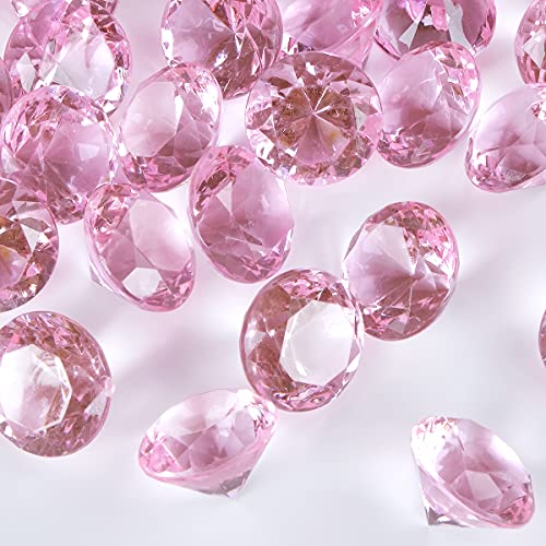 Acrylic Diamond Fake Gems Vase Filler, Babenest 240pcs 3/4 Inch Faux Diamonds Crystals Jewels for Table Scatters Wedding Party Event Arts & Crafts Birthday Decoration Favor (Pink)