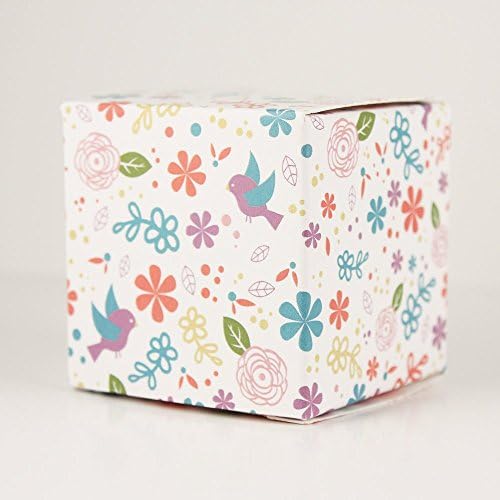 Made in USA - 2 Inch Cube Favor Box (2โx2โx2โ Printed Boxes) Wedding Favor, Birthday Favor, Baby Shower Favor, Bridal Shower Favor, Small gift box(25, Floral with Birds)