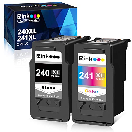 E-Z Ink (TM) Remanufactured Ink Cartridge Replacement for Canon 240 240XL 241 241XL PG-240XL CL-241XL for use with PIXMA TS5120 MG3620 MX472 MX452 MG3520 Printer (1 Black,1 Color, 2 Pack)