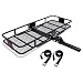 KING BIRD 520 lbs 60" x 24" x 6" Folding Cargo Carrier Hitch Mount Basket Extra-Thick Steel Constructed w/ 2 Advanced Straps Fits to 2" Receiver