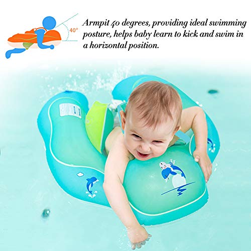 Komake Baby Pool Float, 【Upgrade】 Baby Floats for Pool Baby Inflatable Swimming Float Toddler Swim Float with Backrest and Crotch Strap Bathtub Pool Swimming Ring Toys for 6-36 Month Infant Toddlers