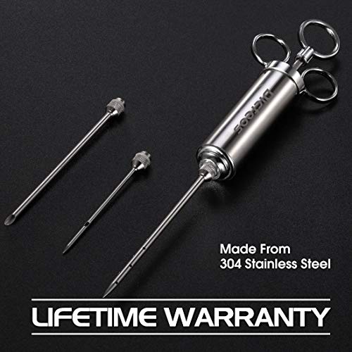 Dicfeos Meat Injector, Stainless Steel Marinade Injector Syringe for BBQ Grill and Turkey, 2 Ounce Syringe with 3 Needles, Easy to Use and Clean