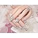 Dongcrystal 24pc 3D False Nails Bling Glitter Fake Full Nail Tip Imperial Crown Rhinestone Decor Bowknot Nail Art