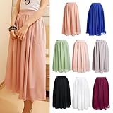 Promithi Women's Bohemian Maxi Cotton Connect Color Striped Long Skirt Ballet Dress