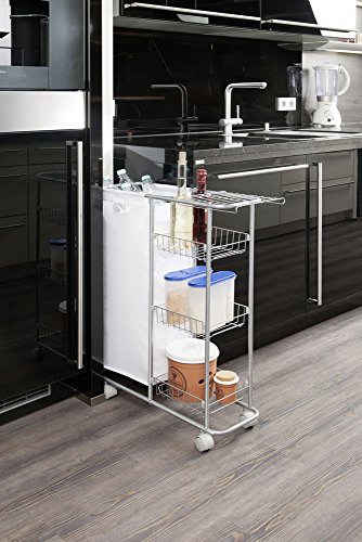 WENKO-12100100-Sammelwagen-Slim-3-Etagen-abnehmbarer-Sack-Fassungsvermgen-28-L-pulverbeschichtetes-Metall-20-x-58-x-80-cm-Grau