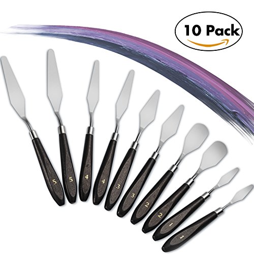 YOUNG4US 10-Piece Painting Knife Set, Stainless Steel and Wood Handle Spatula Palette Knife Mixing Scraper for Oil Paint Color Mixing, 2 PACK