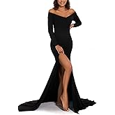 Maternity Photography Props Off Shoulder Long Dress Pregnancy Gown for Baby Shower Photo Shoot