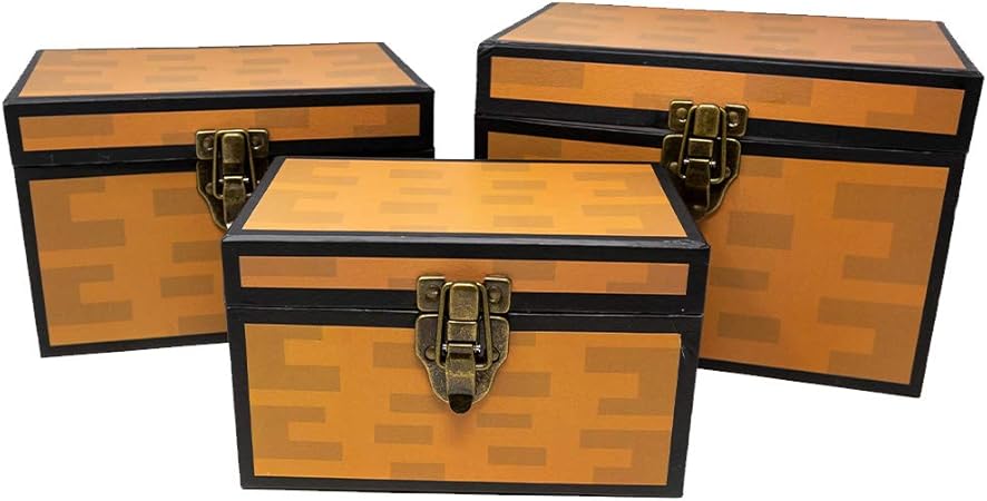 Amazon Co Jp Pixel Treasure チェストペーパーボードボックス 3個セット ビデオゲーマーのデコレーション 誕生日パーティー マイニングの楽しみ 収納やディスプレイに おもちゃ