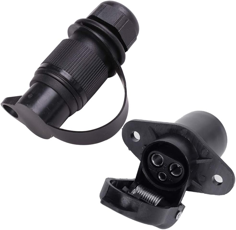 AOHEWEI 3 Pin Trailer Plug and Socket Towing Connectors 12V 3 Way Male