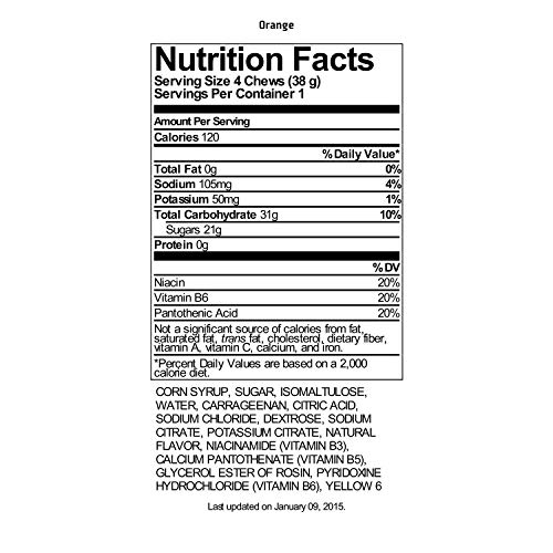 Gatorade Endurance Carb Energy Chews, Orange, 1.3 Ounce (Pack of 21