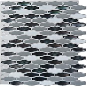Art3d Peel-N-Stick Kitchen Backsplash Wall Tile Vinyl Wall Sticker, 12