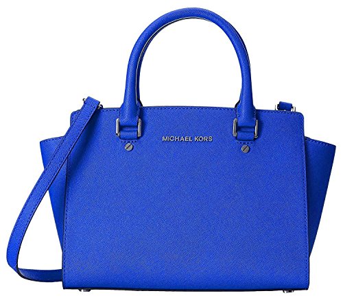 Michael michael kors selma medium leather satchel, blue