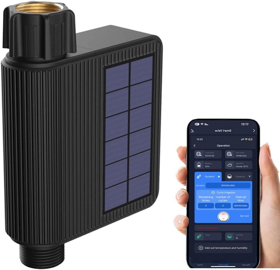 Haozee Solar WiFi Sprinkler Timer, Smart Water Timer for Garden Hose