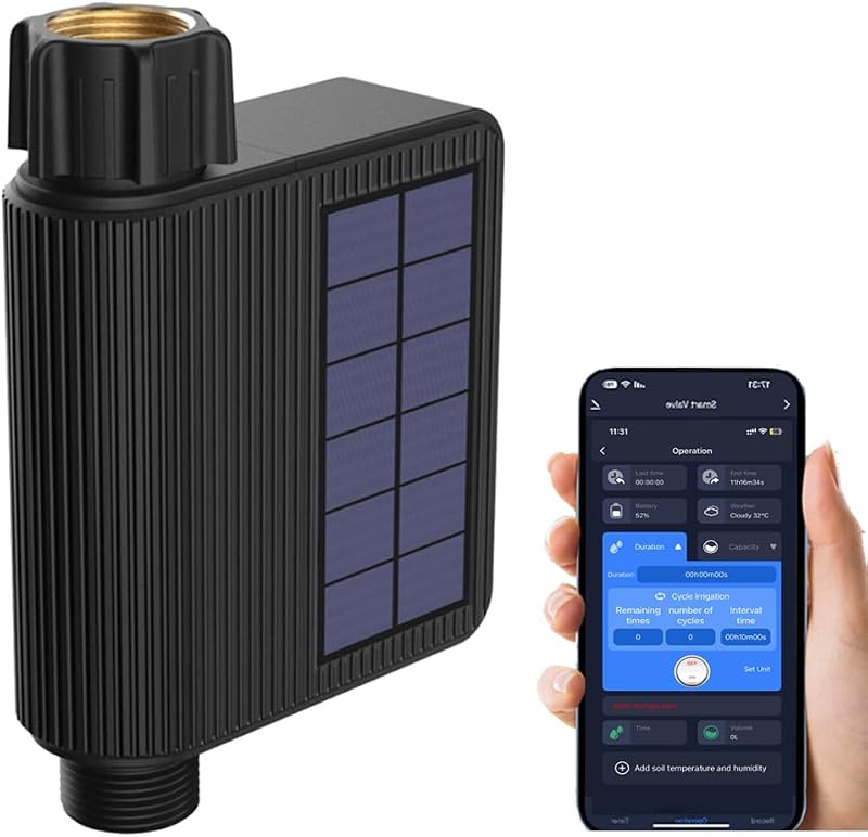 Haozee Solar WiFi Sprinkler Timer, Smart Water Timer for Garden Hose
