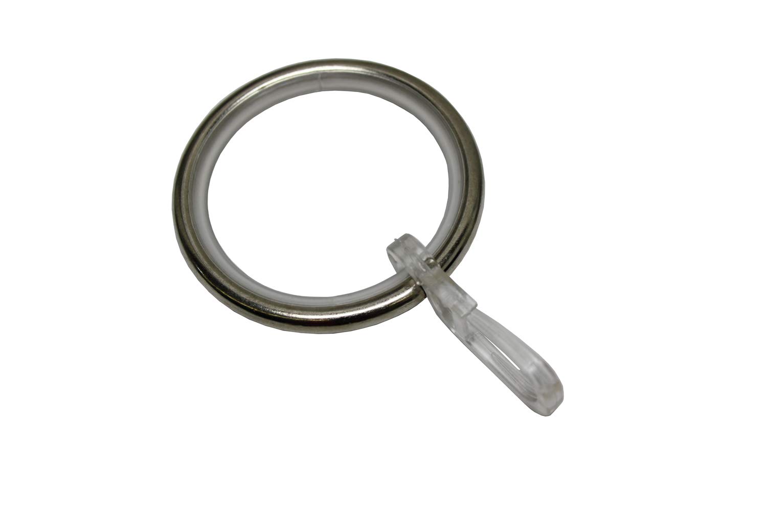 Gardinia Curtain Rings For Curtain Rods With Ø 25 mm, Includes Gliding Insert and Pencil Pleat Hooks, 10 Pack, Width 4 mm, Metal, Stainless Steel, stainless steel finish, 3.25x4