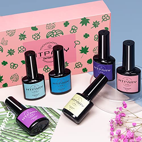 HTPARY Gel Nail Polish Kit, 6PCS Candy Colors Collection Summer Popular Gel Polish, Soak Off LED Gel Nail Polish Set for Nail Art Manicure Salon DIY at Home