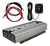 Power TechON 3000W Pure Sine Wave Power Inverter 12V DC to 120V AC with 3 AC Outlets + 1 5V USB Port