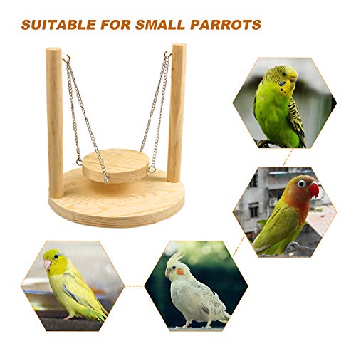3 Packs Parrot Swing Toys Set,Natural Wood Parakeet Swing Bird Cage Perch Toys Colorful Rattan Balls Chew or Climb,Suitable for Small and Medium Conures, Love Birds, Cockatiels, Macaws, Finches (H01)