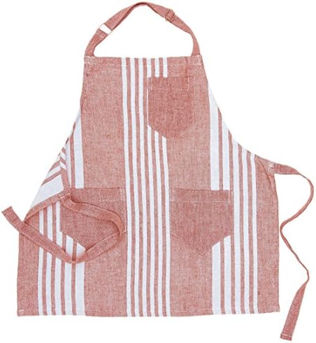 Nine Space Bali Children Stripe Cotton Kitchen Apron, Red