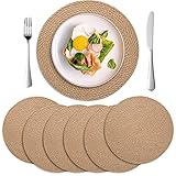 Round Jute Placemats, 13.8" Woven Braided Place