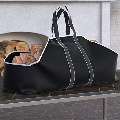 Dura Covers Large Canvas Log Tote Bag Carrier Indoor Fireplace Landmann Firewood Totes Holders Round Woodpile Rack Fire Wood Carrier Carrying for Outdoor Tubular Birchwood Stand