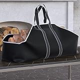 Dura Covers Large Canvas Log Tote Bag Carrier Indoor Fireplace Landmann Firewood Totes Holders Round Woodpile Rack Fire Wood Carrier Carrying for Outdoor Tubular Birchwood Stand
