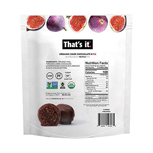 That's it. Organic Dark Chocolate Fig Truffles Fruit Bites 100% Real All-Natural No Artificial Ingredients Healthy Snack Gluten Free Non-GMO Paleo Kosher (Chocolate + Fig, 1lbs)