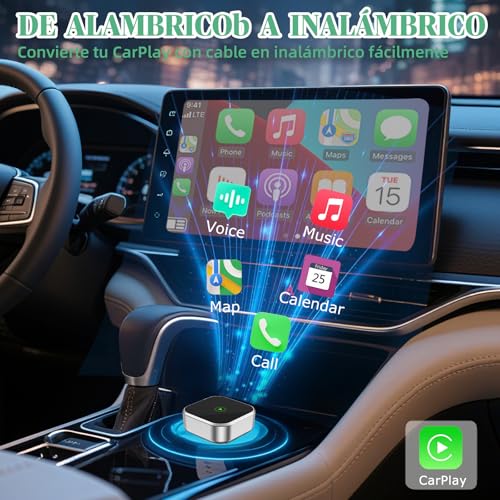 YOUKOYI Adaptador CarPlay inalámbrico 2026 Actualiza CarPlay por Cable a inalámbrico, diseño Mini USB para Coches con Apple CarPlay por Cable Integrado, Plug and Play