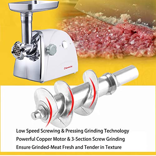 thumbnail image 2 of Sunmile SM-G33 Electric Meat Grinder – 800W Max, Stainless Steel, 3 Plates & Sausage Stuffer 2 of 11