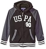 U.S. Polo Assn. Boys' Little Boys' Sherpa Lined Fleece Hoodie, Yx Black, 5/6