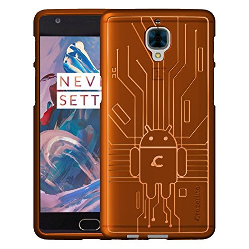 Cruzerlite OnePlus 3 / 3t Case, Bugdroid Circuit TPU Case for OnePlus Three / OnePlus 3/3T - Retail Packaging - Orange