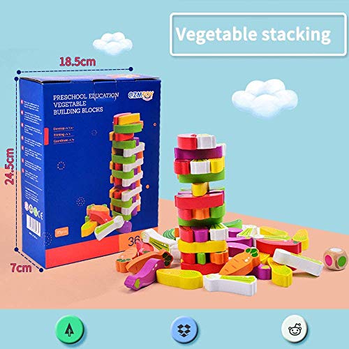 Wooden Stacking Board Games with Fruit and Colours Tumble Tower Game