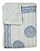 Third Eye Export Hand Made Cotton Indian Kantha Quilted Kantha Quilt Bed Spread Blanket Throw Indian Queen Size White Base Size 90” X 108” (White)