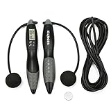 Showpin Jump Rope Digital Counting Calorie Counter Jump Rope,Indoor/Outdoor CrossFit/Workout Skipping Ropes,Alarm Reminder Weight Setting,Battery Included