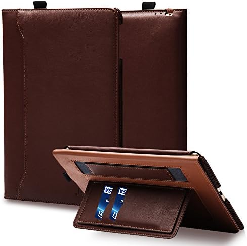 iPad Pro 9.7 Case, iPad Pro 9.7 inch Case,Jumtent Leather Stand Folio Case Cover Compatible iPad Pro 9.7 inch 2016, with Card Slots,Document Pocket,Pencil Holder,Hand Strap (Coffee)