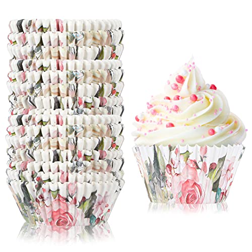 300 Pieces Floral Cupcake Liners Floral Cupcake Wrappers Baking Cups