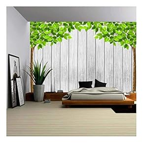 Season Tree with Green Leaves - Removable Wall Mural | Self-Adhesive Large Wallpaper - 66x96 inches