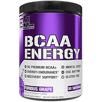 Evlution Nutrition BCAA Energy - High Performance Amino Acid Supplement for Anytime Energy, Muscle Building, Recovery and Endurance, Pre Workout, Post Workout (Furious Grape, 30 Servings)