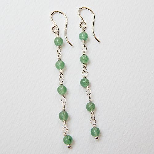 Green Aventurine Earrings in Sterling Silver